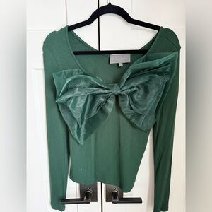 NWT Anthropologie Sunday in Brooklyn green bow top. Size M.